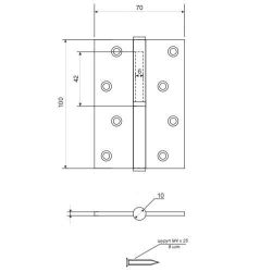 Петля дверная универсальная AVERS 100x70x2,5-B4 W/NIS белый/никель (1 шт)