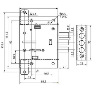 Замок врезной ПРОСАМ 75402 ЗВ8-4Ш2Т/13 (КЛП5-85).У2