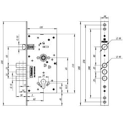 Размеры врезного замка FUARO V25/С-60.85.3R16