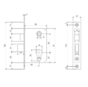 Замок врезной AVERS 0827/60-C G золото
