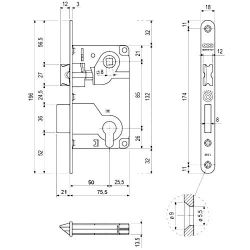 Замок межкомнатный под цилиндр AGB CENTRO B01025.50.12 (антич.бронза) /18797/