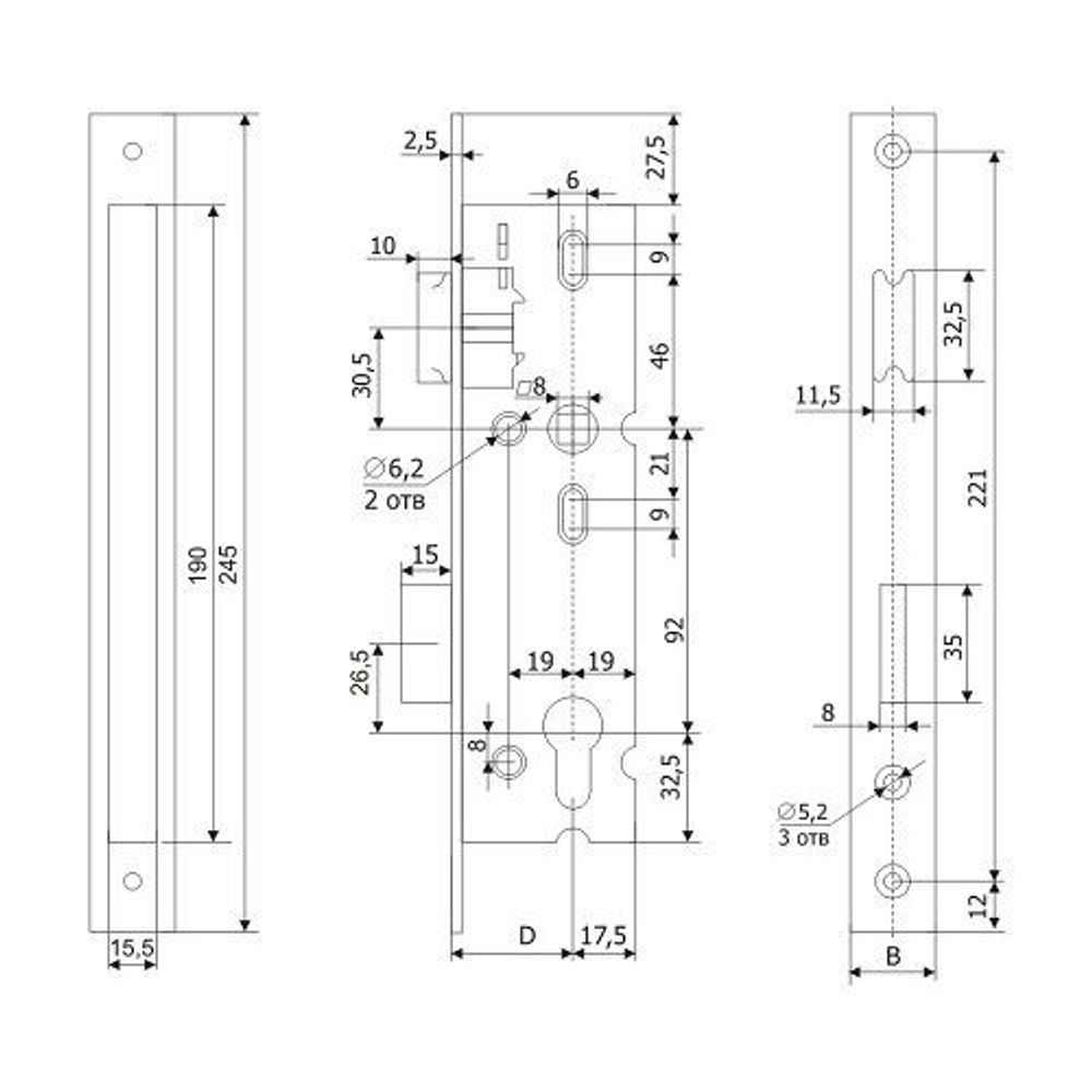 Замок врезной ГАРДИАН 35.11.24 /34437/