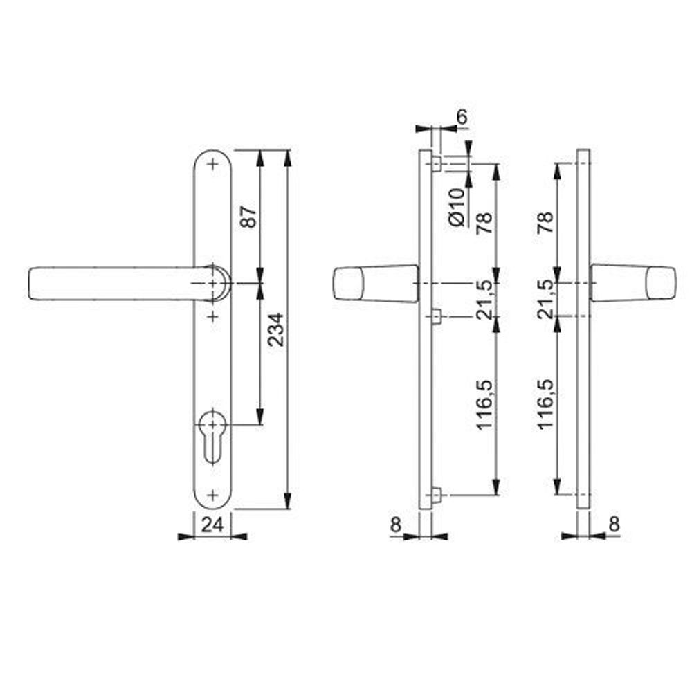 Нажимной гарнитур WDP 25/92 с возвратной ручкой, коричневый (RAL 8017)