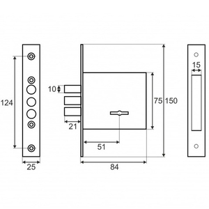 Замок врезной сувальдный VETTORE 1082 CP хром (дл. ключ)