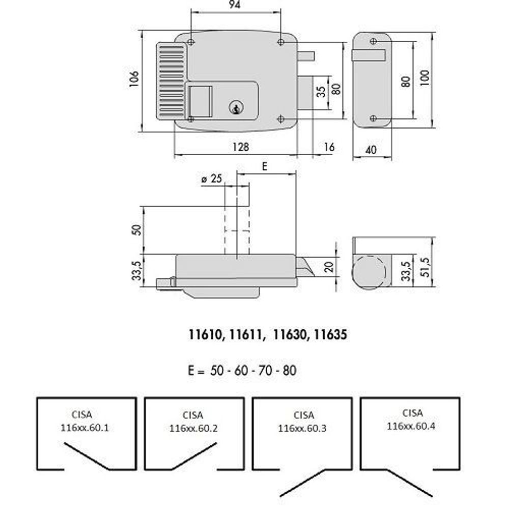 Замок накладной эл/мех. CISA 11.630.60.2 (дверь левая, открывается внутрь) /10369/