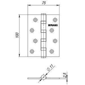 Петля дверная универсальная FUARO 4BB 100x75x2,5 CP хром /18845/ (1 шт)