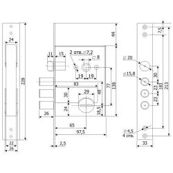 Замок врезной ГАРДИАН ЗВ 50.11 (5кл.) длинный кл. 59 мм /31779/