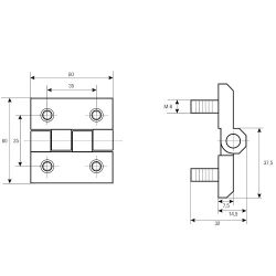 Петля 082 C 60x60 M8 черная