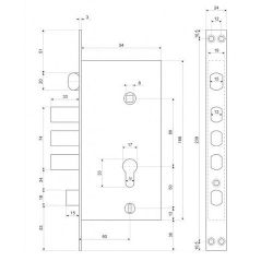 Замок врезной APECS T-0523-C AC R медь правый