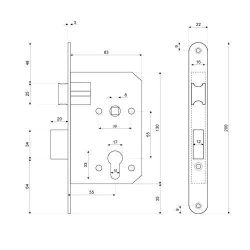 Замок врезной ЗУБЕР ЗВ 1623-55 мм CP хром