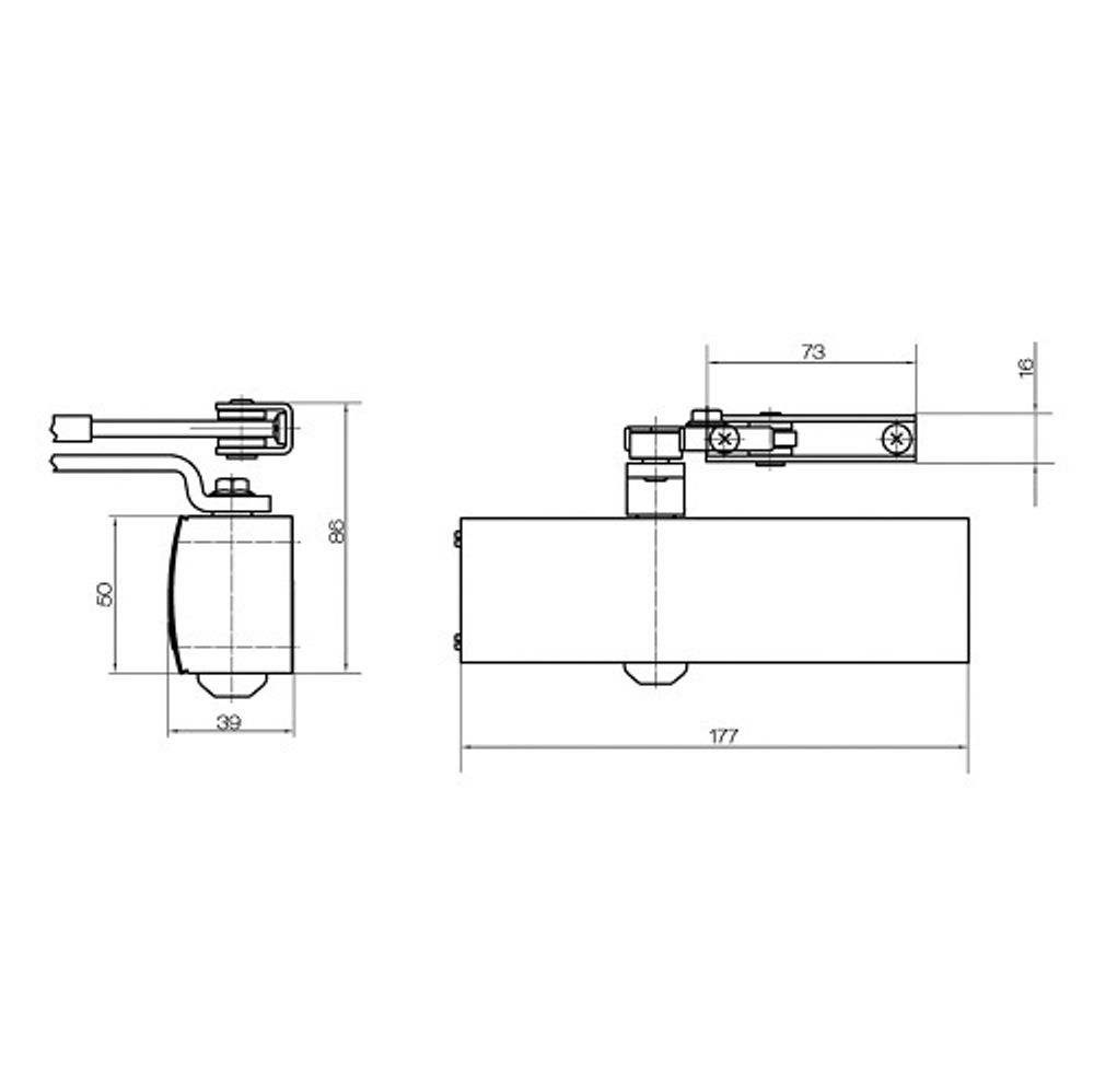 Доводчик дверной GEZE TS1500 EN3/4 серый с тягой