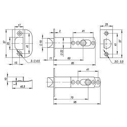 Ручка защелка AJAX 6010 SN-B (фик.) мат.никель /39519/
