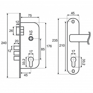 Замок врезной VETTORE 2223/70 SN мат.никель