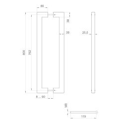 Ручка-скоба FUARO PH-26-38/800-INOX black нержавейка 304 /58191/