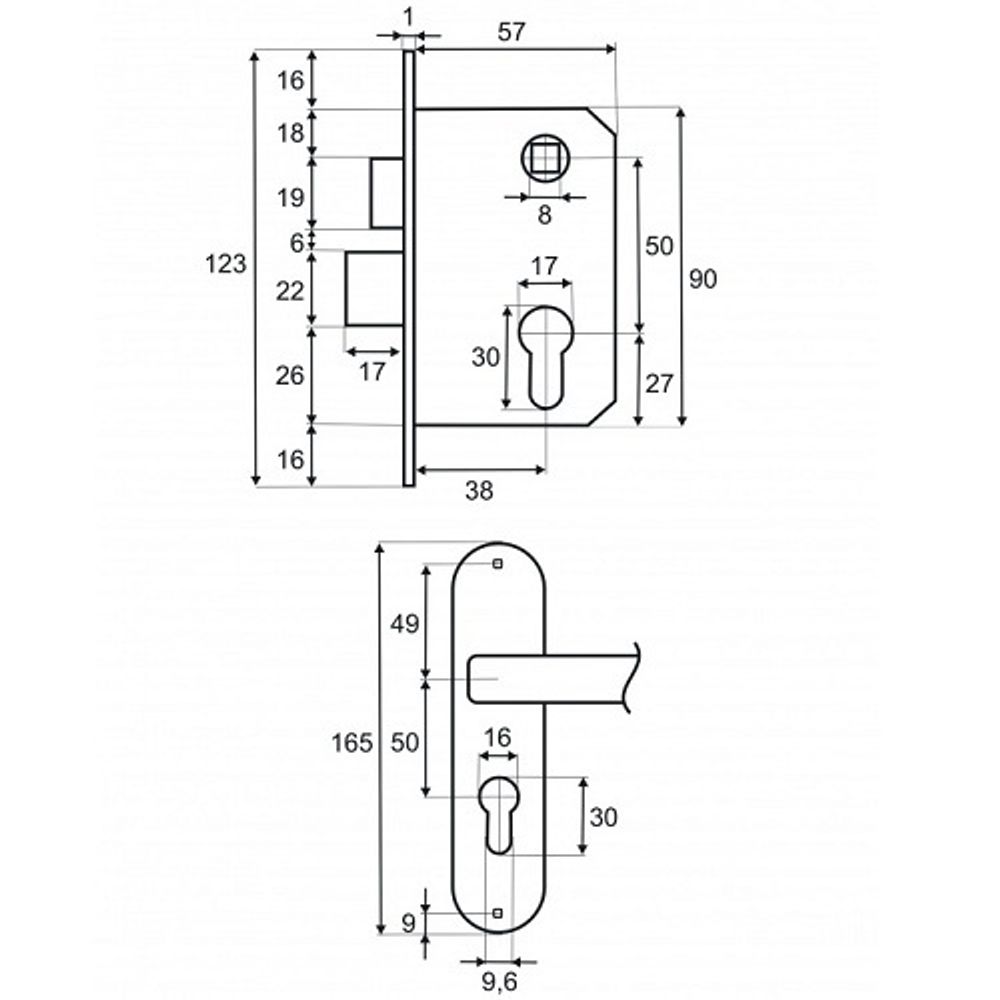 Замок врезной VETTORE 1126/60 NI никель