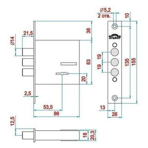 Замок врезной ЭЛЬБОР 1.04.07 Кремень