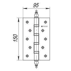 Петля дверная универсальная FUARO 4BB/E 150x95x3 PB латунь /29981/ (1 шт)