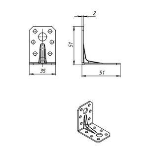 Уголок крепежный КУНГУР 50х50х35х2,0 ГОЦ (1 шт)