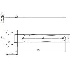 Петля стрела КУНГУР ПС-290 (2,5мм)  б/п (30) (1 шт)