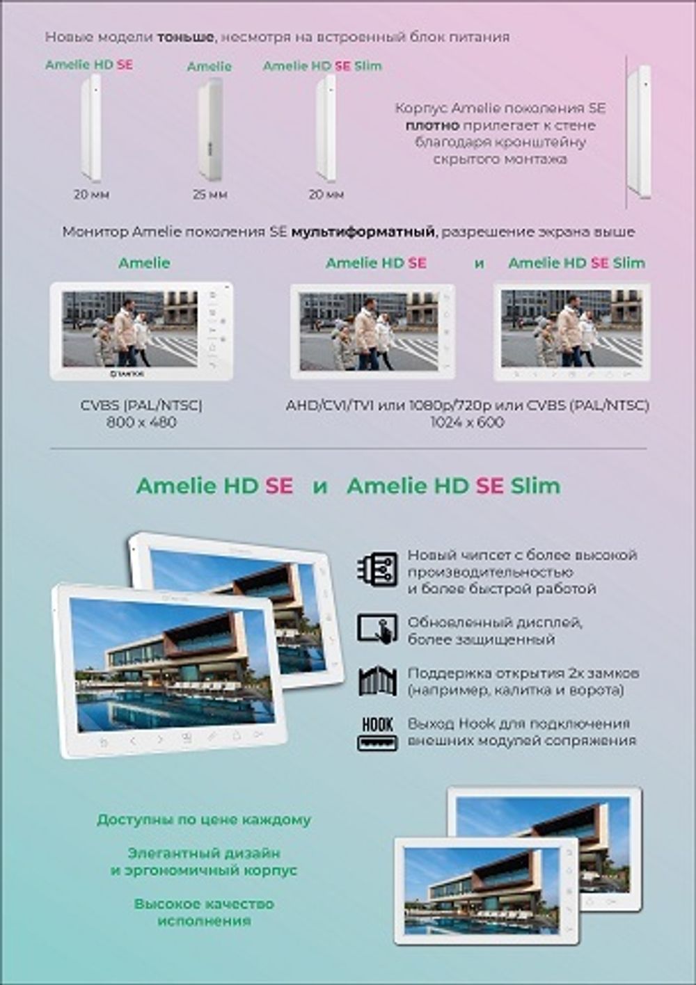 Монитор видеодомофона TANTOS Amelie HD SE (белый) с 7" дисплеем