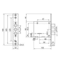 Замок врезной BORDER 87346 G 8-6 Э (4 кл.112мм)