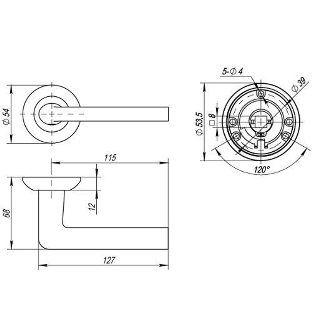 Ручка раздельная PUNTO REX TL SG/GP-4 мат.золото/золото /38323/