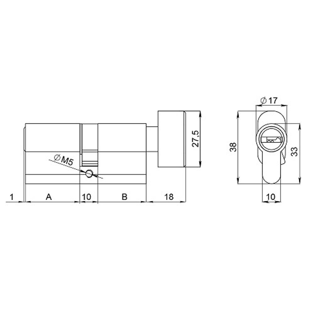 Цилиндровый механизм с вертушкой FUARO 200 ZM 110 (45+10+55) BL черный 5 кл. /60103/