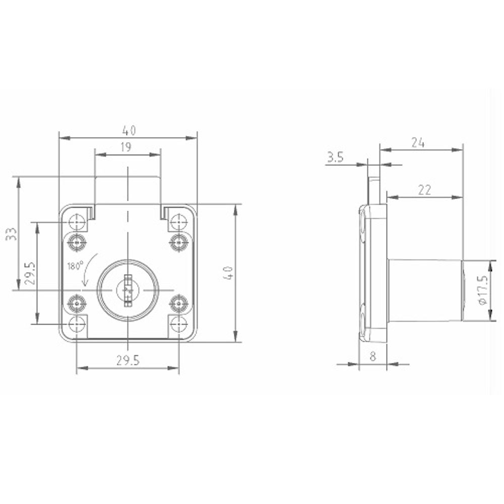 Замок мебельный 138-22 хром мастер система