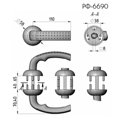 Ручка раздельная КРИТ-М РФ-6690 Хп/Хш хром автомат