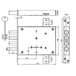 Замок врезной сувальдный KERBEROS 111.21.303, 5кл.