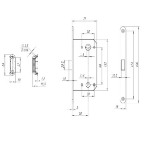 Замок врезной магнитный под фиксатор PORTA DI PARMA Polaris PVD золото