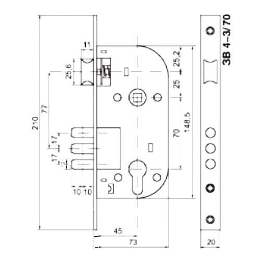 Замок врезной БУЛАТ ЗВ4-3.70.64.04 Прима хром
