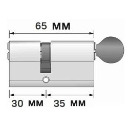 Цилиндровый механизм с вертушкой PUNTO MaxPro7002/65 mm (25+10+30) SN никель 7кл. /57549/