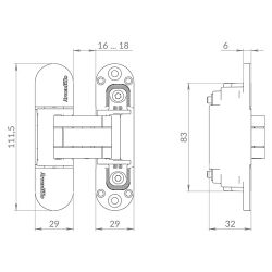 Петля скрытой установки ARMADILLO U3D6002.TG SC мат.хром /49667/ (1 шт)