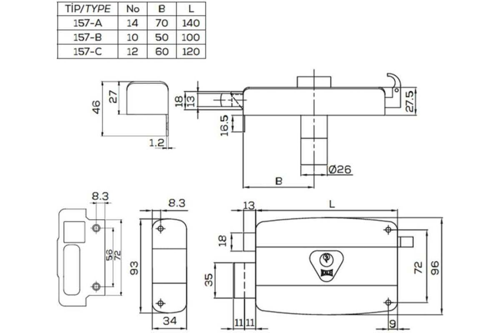 Замок накладной KALE KILIT 157/B
