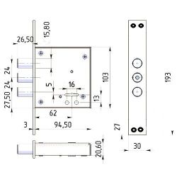 Замок врезной Бульдорс Д-2