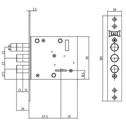 Замок врезной сувальдный KALE KILIT 447/L (ключ 60мм) 4кл. /40689/