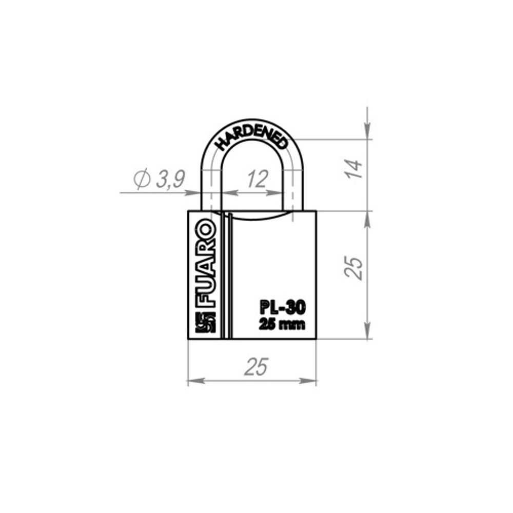 Замок навесной FUARO PL-3025 2кл. /26287/