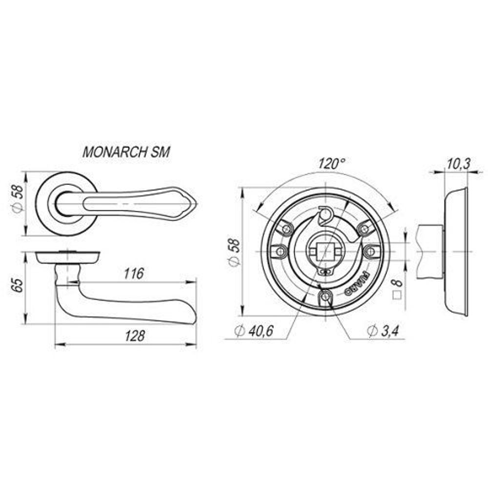 Ручка раздельная FUARO MONARCH SM MAB-6 темная бронза /29565/