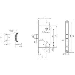 Замок врезной магнитный под цилиндр PORTA DI PARMA Polaris MAB мат. бронза