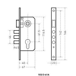 Замок врезной АЛЛЮР 103/3-61A AC ст.медь