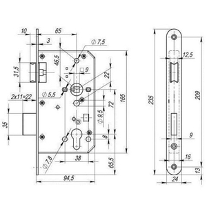 Замок для противопожарных дверей FUARO FL-0434 /28747/