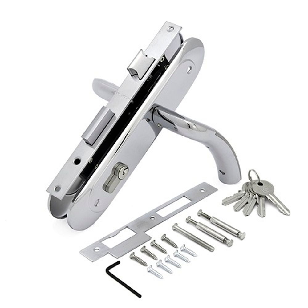 Замок врезной с ручками PALLADIUM ЗВ-1702 SC/CP мат.хром/хром