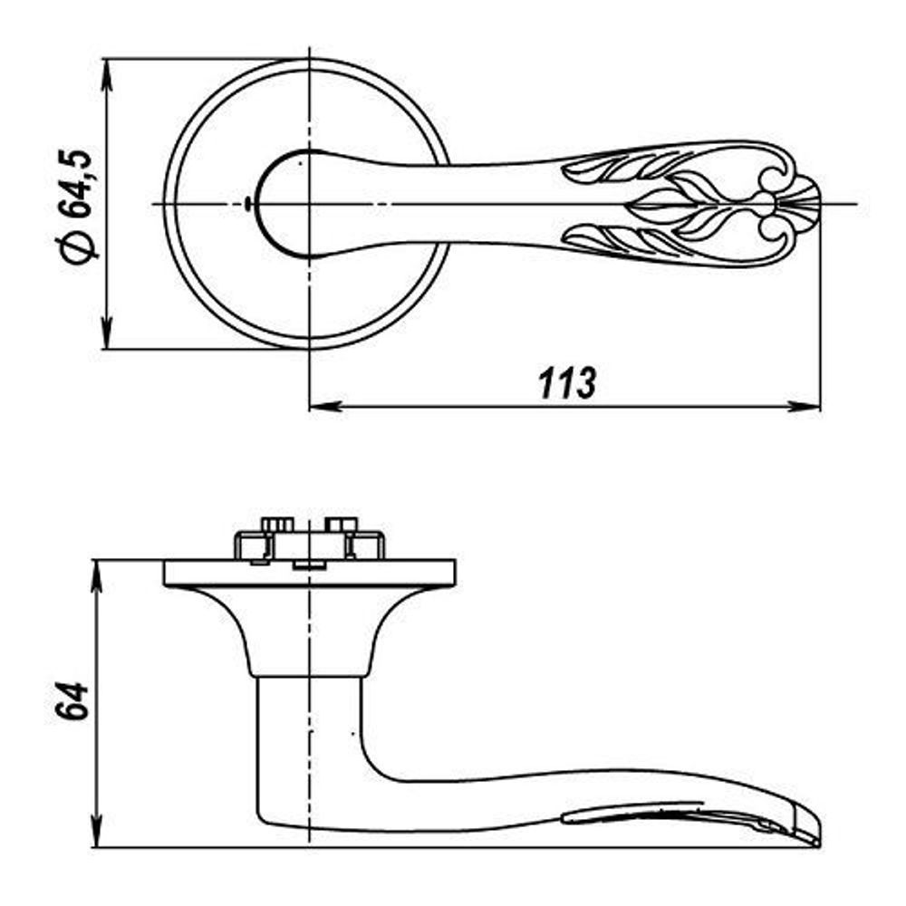 Ручка защелка PUNTO 6033 AB-P (без фик.) бронза /36767/