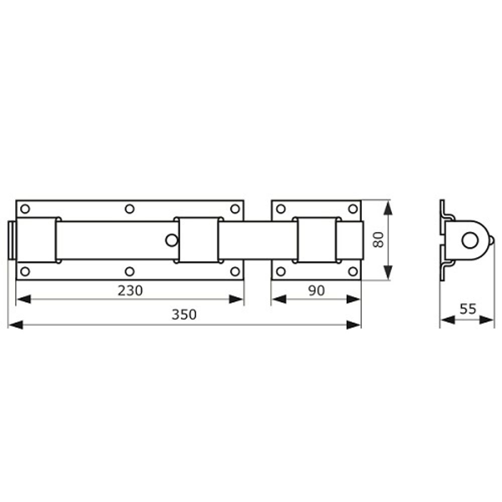 Засов с проушиной плоский ДОМАРТ ЗПП-350 черный