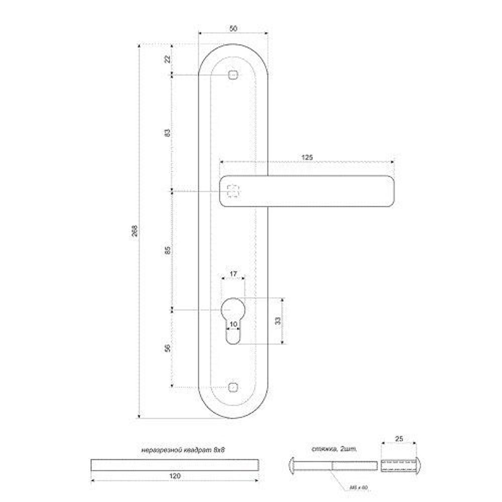 Ручки на планке APECS HP-85.0423 AC медь