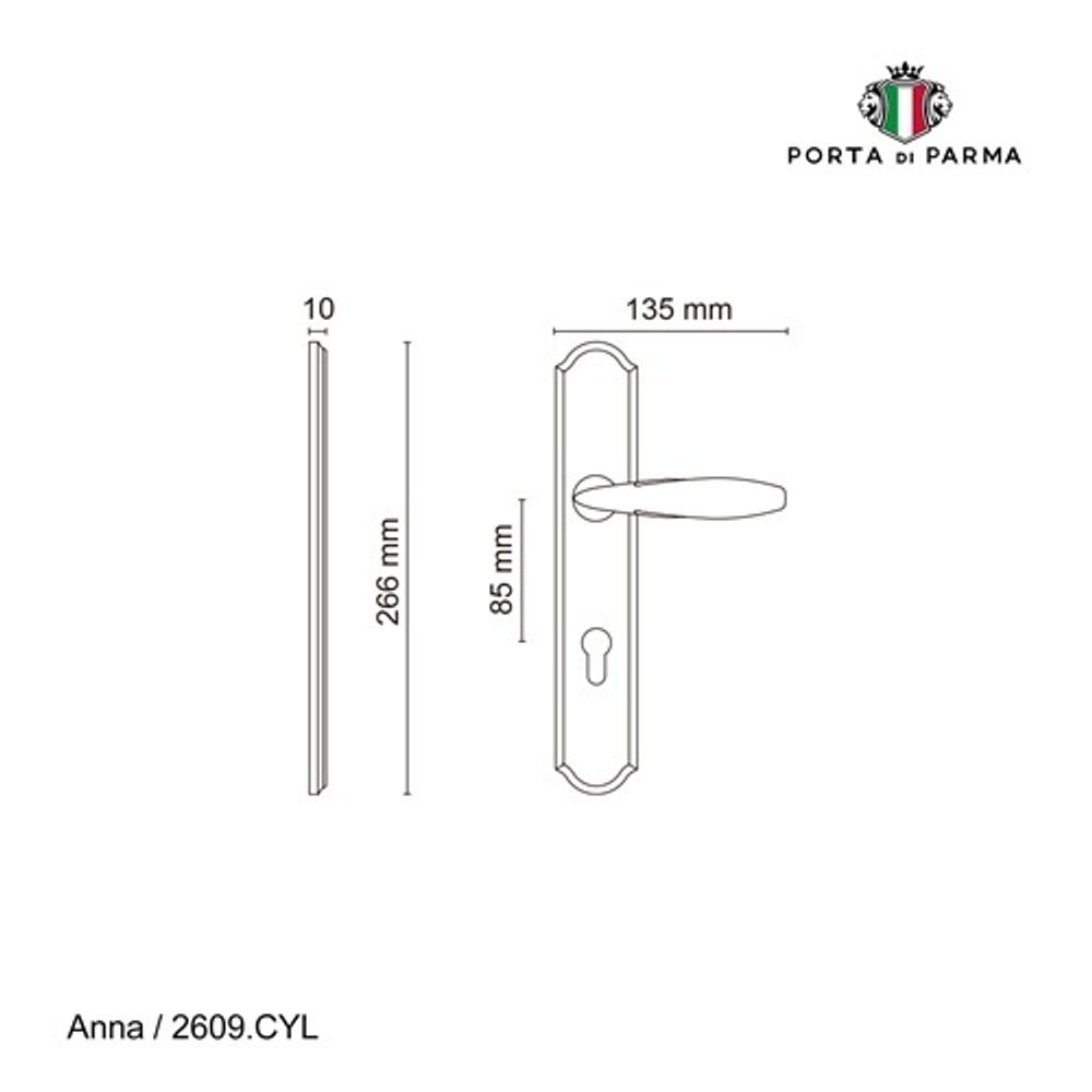 Ручка на планке PORTA DI PARMA Anna CYL CP хром