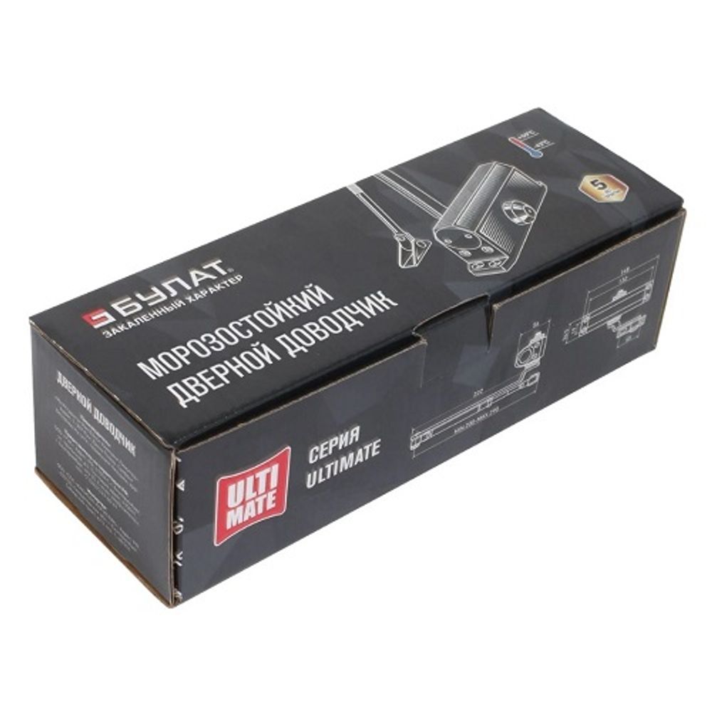 Доводчик дверной БУЛАТ ULTIMATE ДД-60 A-S (25-80кг) серебро, морозостойкий