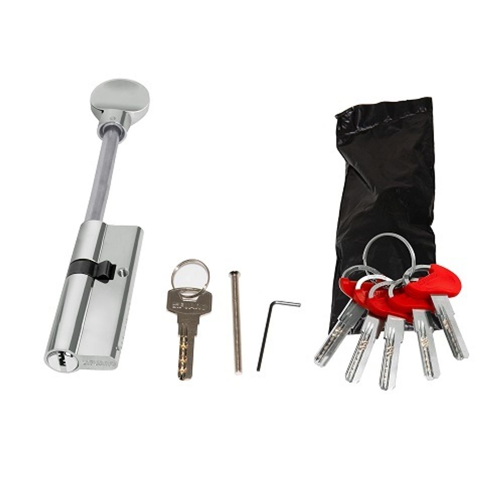 Цилиндровый механизм со штоком FUARO D-PRO507-8/100 mm (65+10+25) CP хром 5+1кл перекодир. /42687/