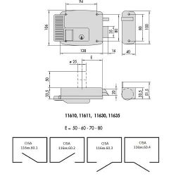 Замок накладной эл/мех. CISA 11.630.60.3 (дверь правая, открывается наружу) /2206/